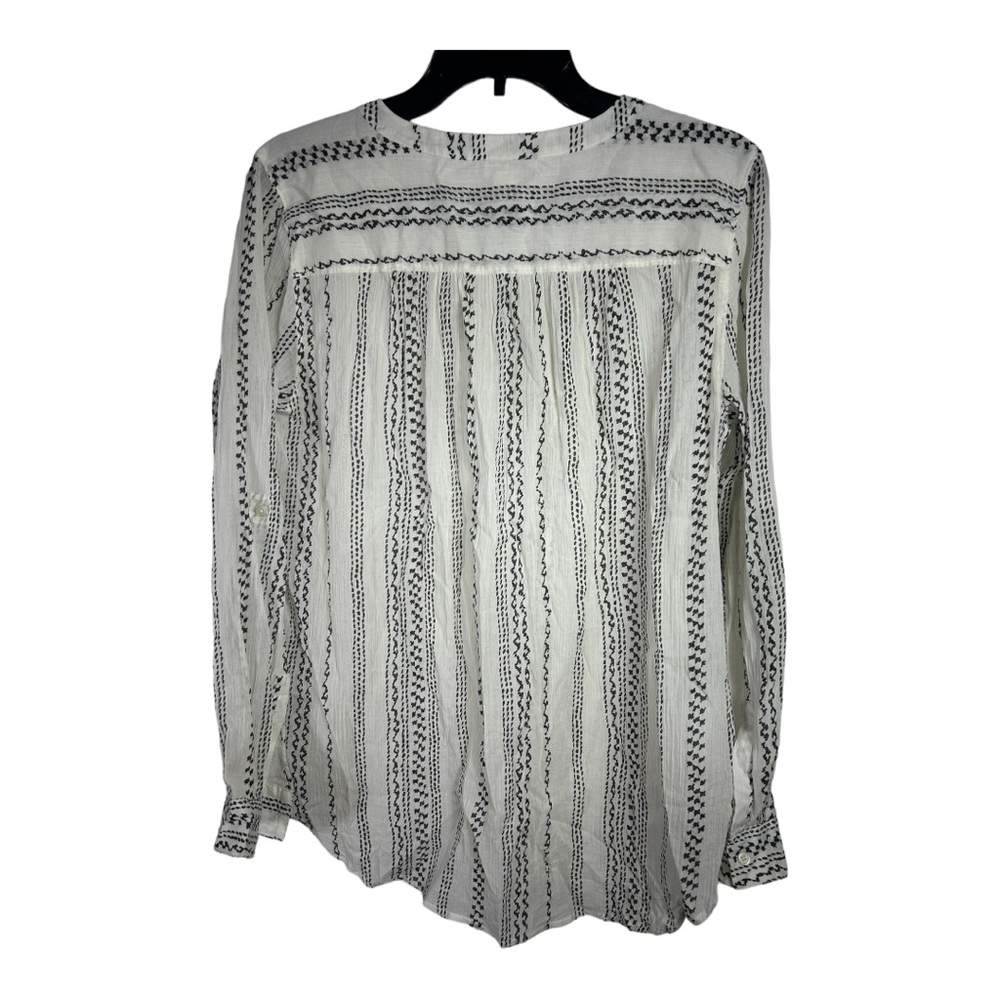 Ann Taylor Loft Size Medium Women's Blouse Black and White Long Sleeve AC110 - Picture 5 of 6
